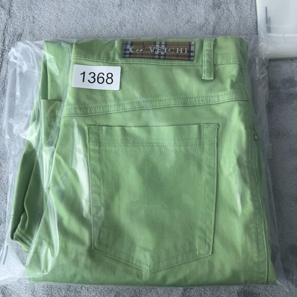 CV Veichi Skinny Jeans Embroidered Detail Ankle Slit Womens Green Size 31 - Picture 13 of 13